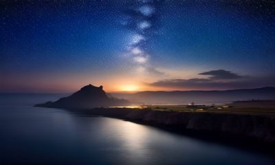 塔巴斯沙漠夜晚星空，银河横跨沙丘上方的震撼景象